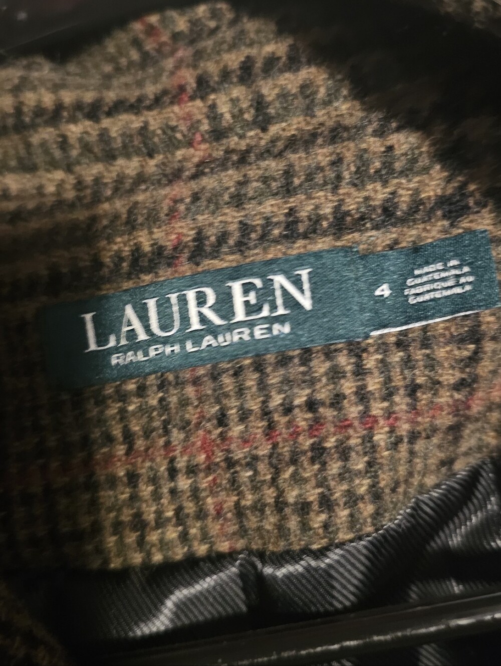 Lauren Ralph Lauren Brown Plaid Double-Breasted Wool-Blend Coat - Picture 3 of 9